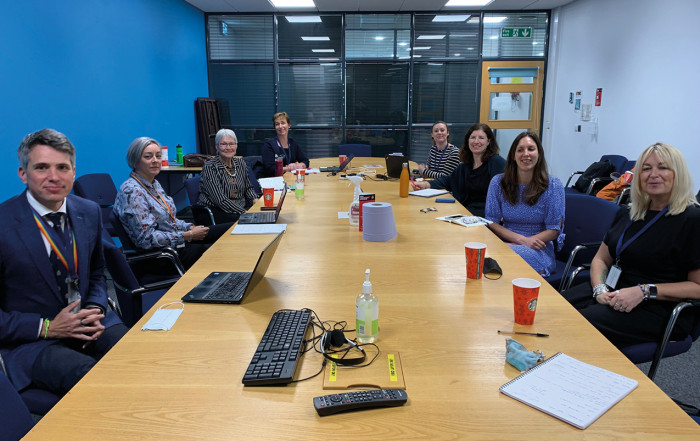 After months of virtual collaboration, Safe Link's ISVA team meet with colleagues from Project Bluestone to discuss the next steps in improving to response to survivor of rape and sexual assault
